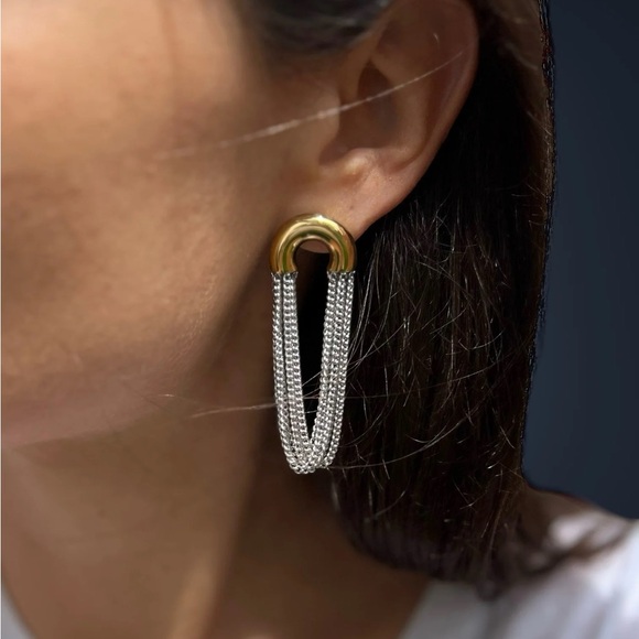 Gold and Silver Drop Earrings – Classic with a Twist - Picture 2 of 3